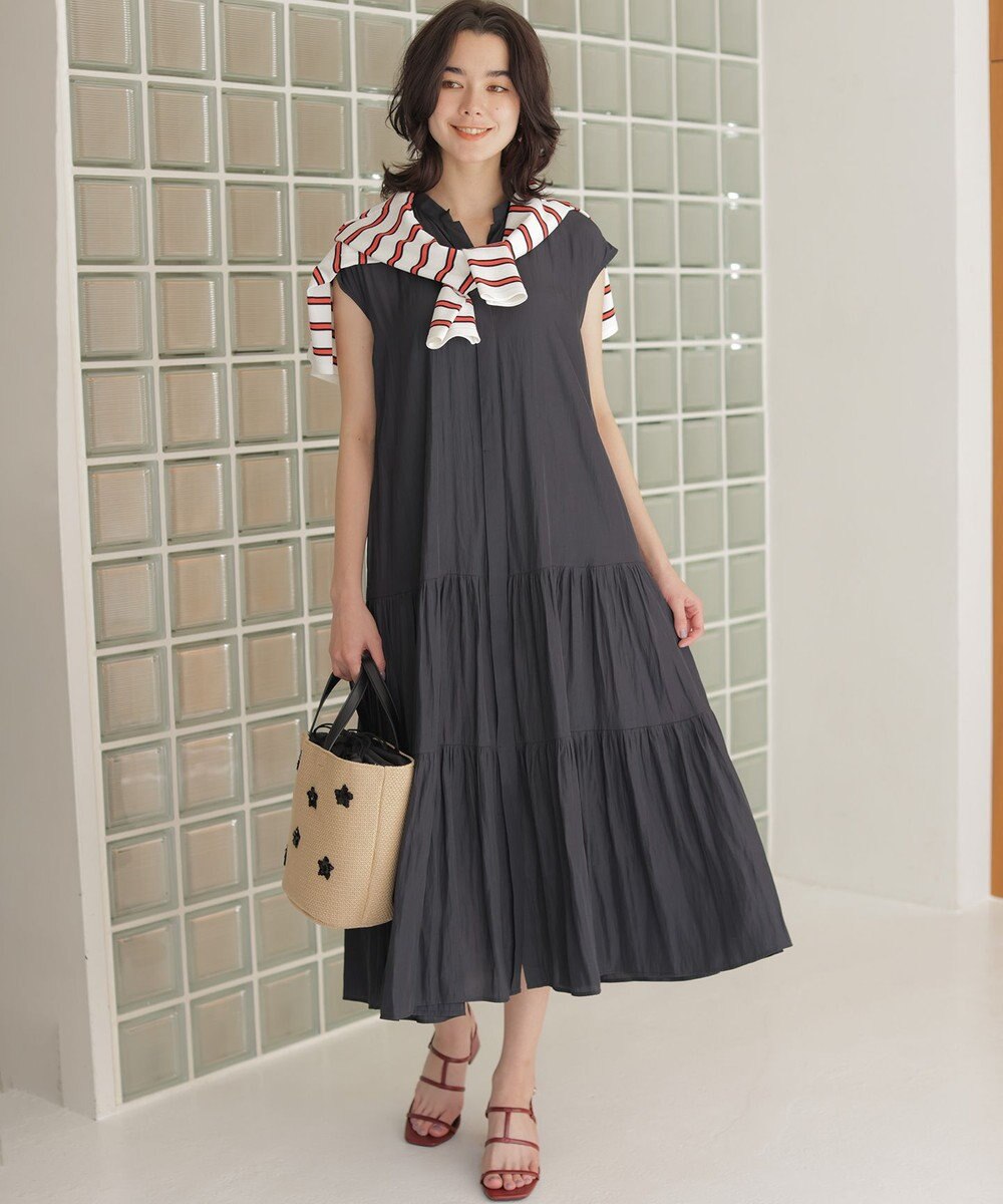 組曲 L 【WEB限定】ギャザーライトデシン ティアードワンピース 