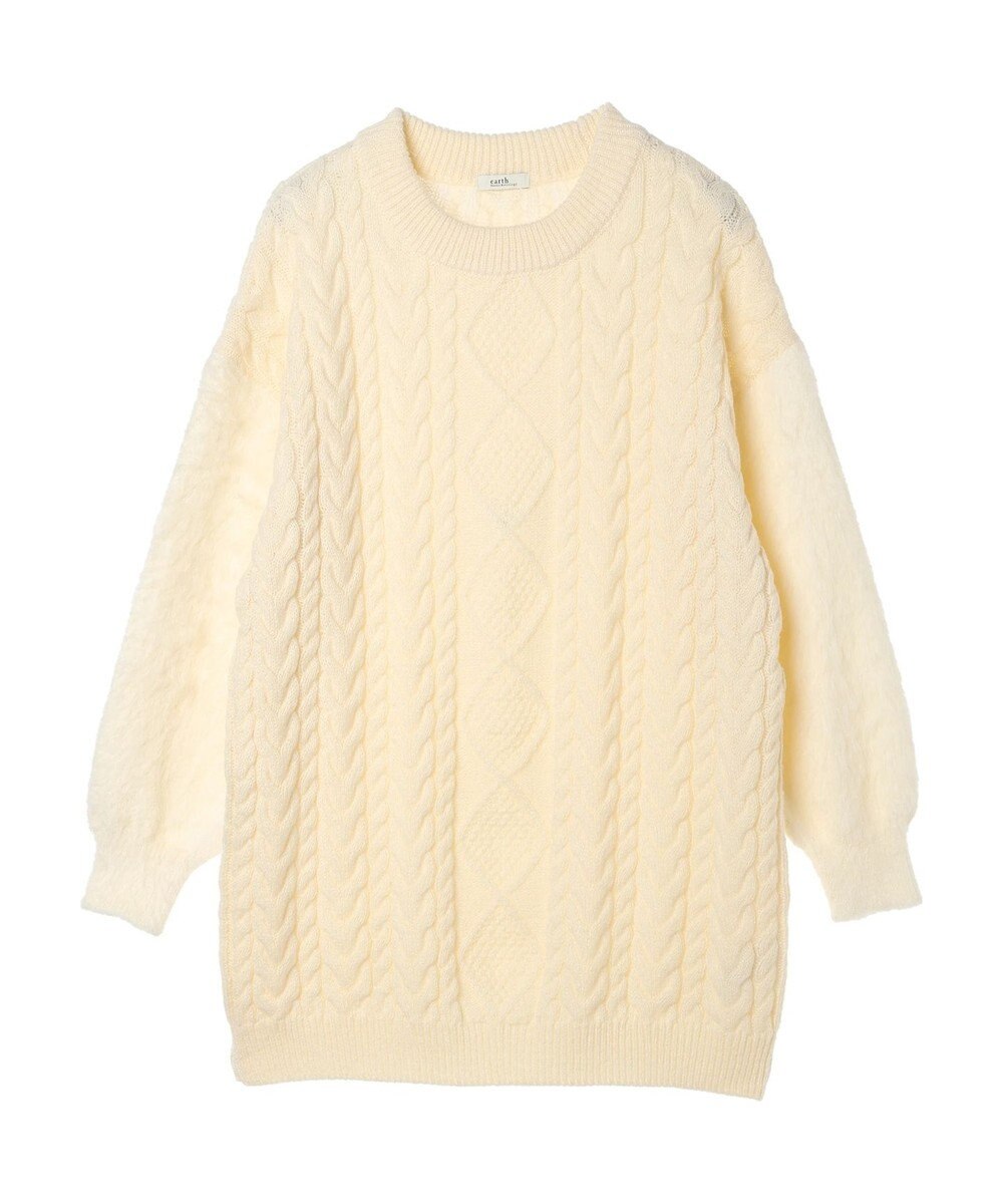 earth music&ecology 袖ファーケーブルミニワンピース 