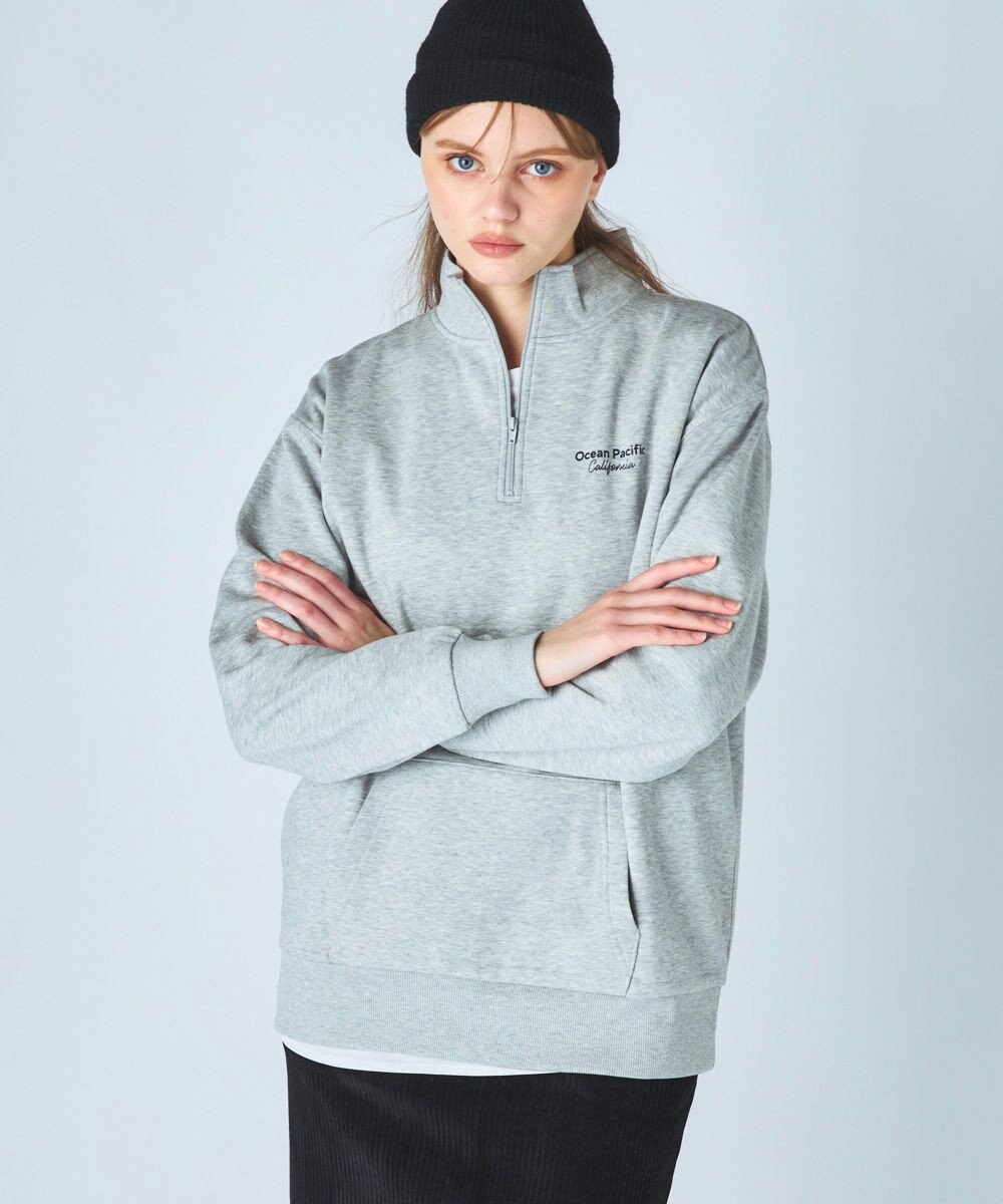OP／FILA 【ocean pacific】Daily Cozy/あったか裏起毛ハーフジップロゴスウェット 