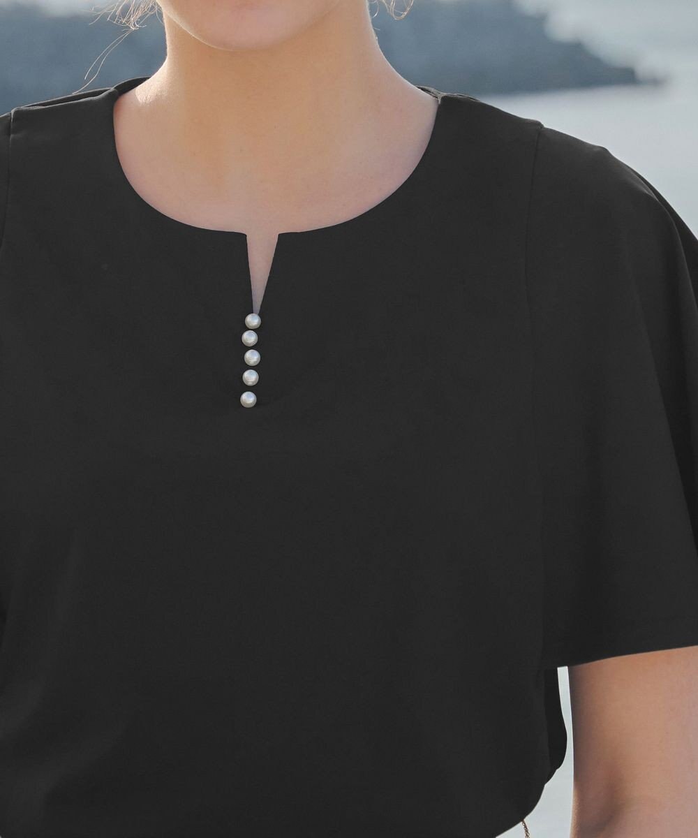 Tiaclasse 【洗える】ブラウス見えフレアスリーブカットソー 