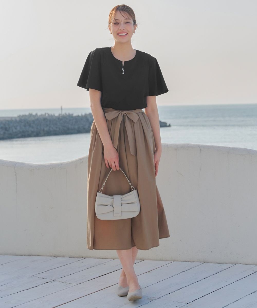 Tiaclasse 【洗える】ブラウス見えフレアスリーブカットソー 