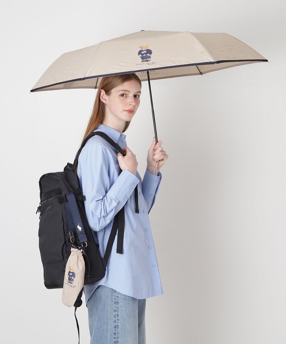 MOONBAT POLO RALPH LAUREN(ポロ ラルフローレン)FLAG BEAR 無地 折りたたみ傘 簡単開閉 