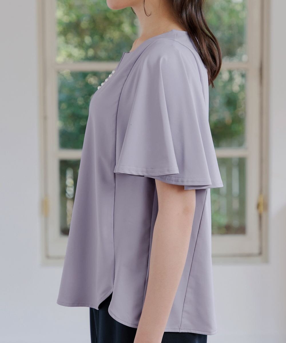 Tiaclasse 【洗える】ブラウス見えフレアスリーブカットソー 