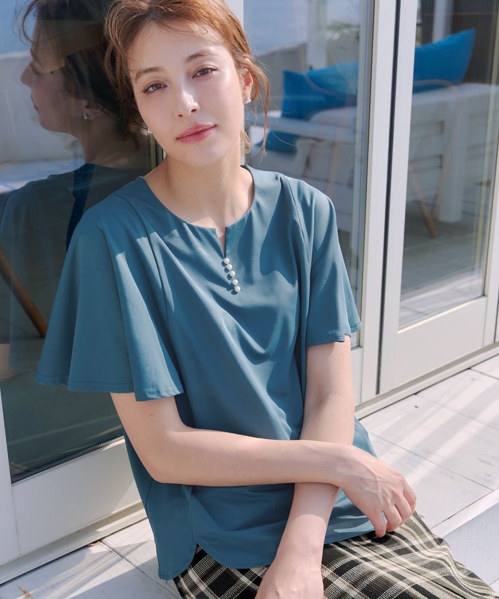 Tiaclasse 【洗える】ブラウス見えフレアスリーブカットソー 