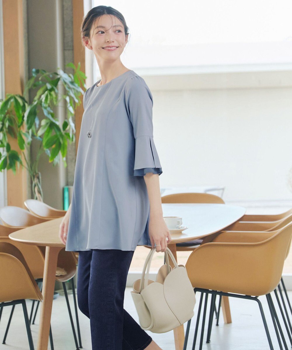 Tiaclasse 【新色追加】シフォンフレア袖チュニックブラウス 