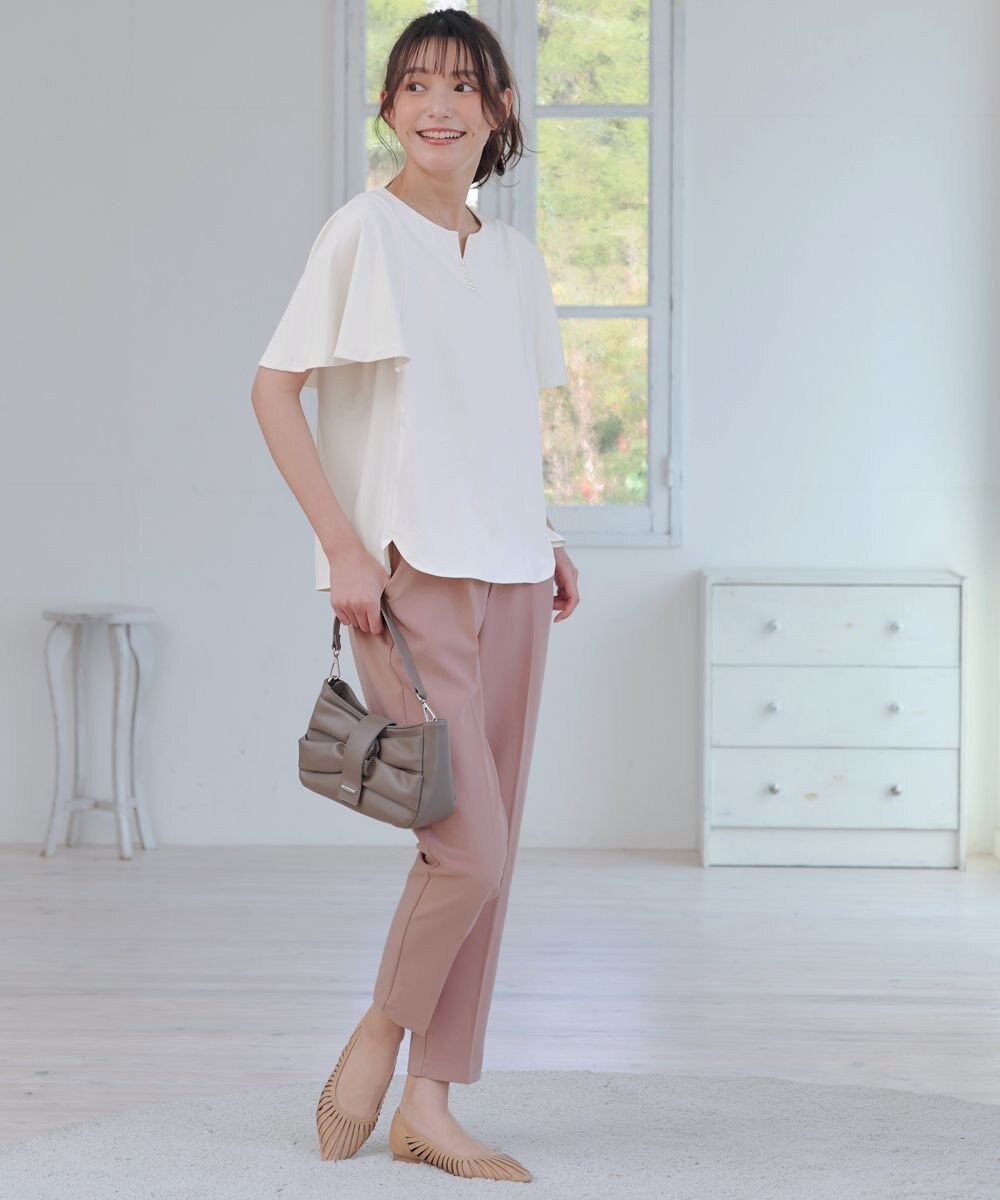 Tiaclasse 【洗える】ブラウス見えフレアスリーブカットソー 