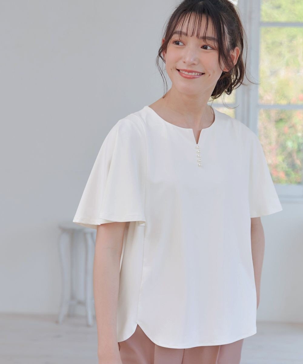 Tiaclasse 【洗える】ブラウス見えフレアスリーブカットソー 