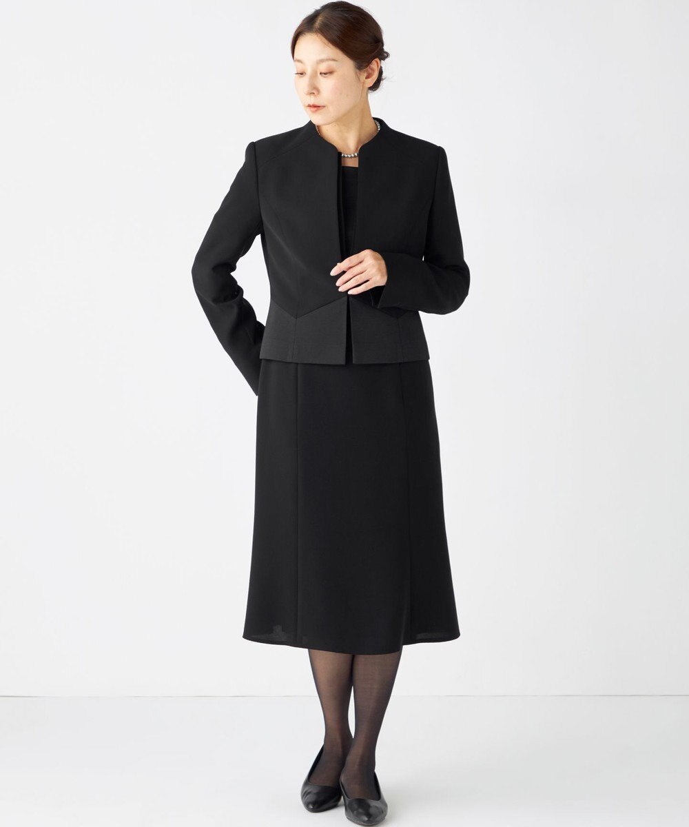 自由区 FORMAL 【ストレッチ/前開きワンピース】平二重 ジャケット+ワンピース 