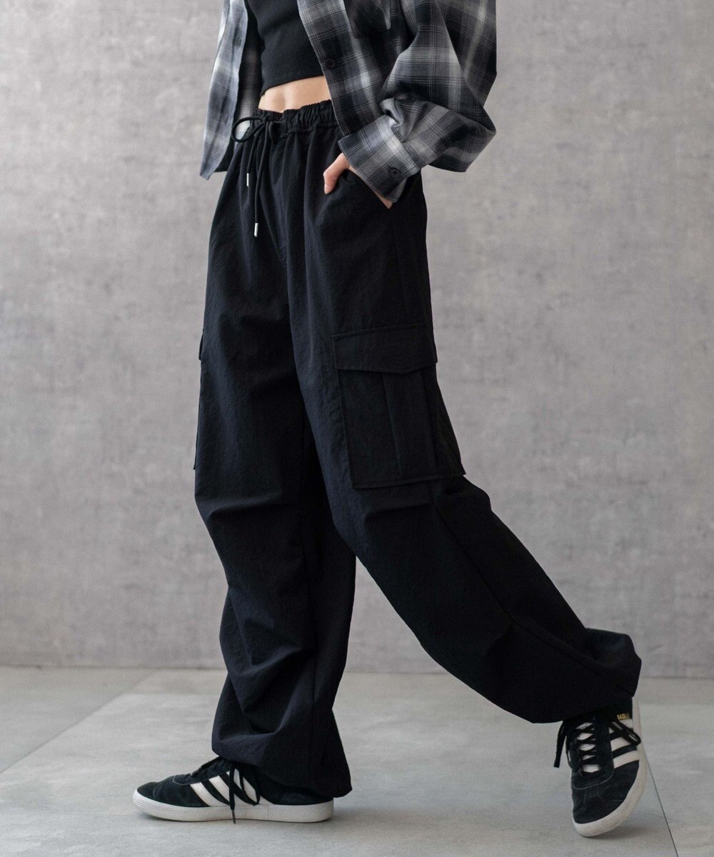 WEGO 【ウエストゴム】イージーパラシュートカーゴパンツ 