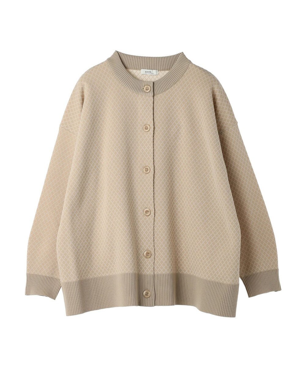 earth music&ecology ダイヤ柄ジャガードカーディガン 