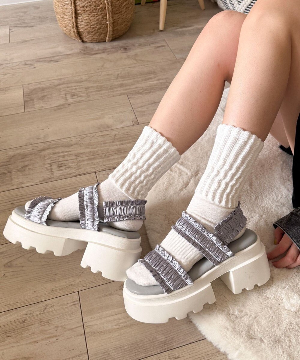 WEGO 厚底フリルギャザーサンダル 