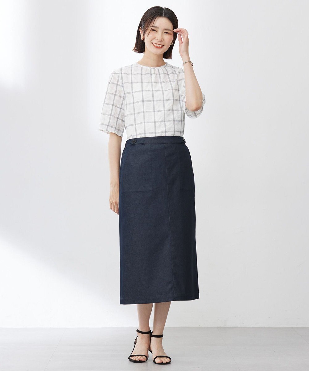 J.PRESS LADIES S 【洗える】シャンブレーサテン ナロー スカート 