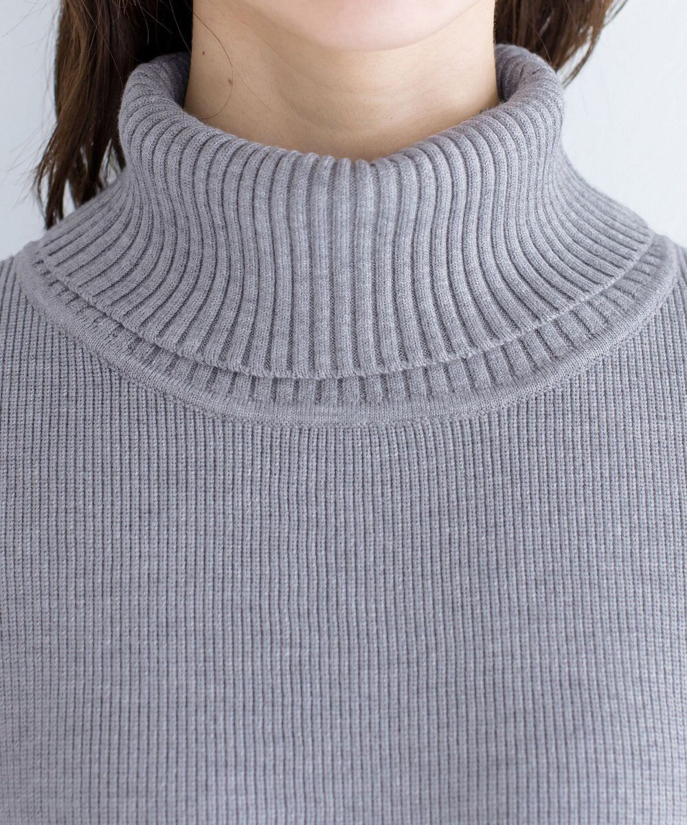 Tiaclasse 【洗える】華のあるニットタートルワンピース 