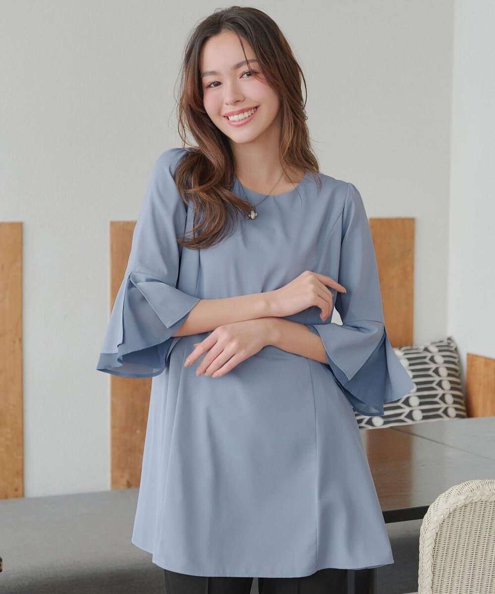 Tiaclasse 【新色追加】シフォンフレア袖チュニックブラウス 