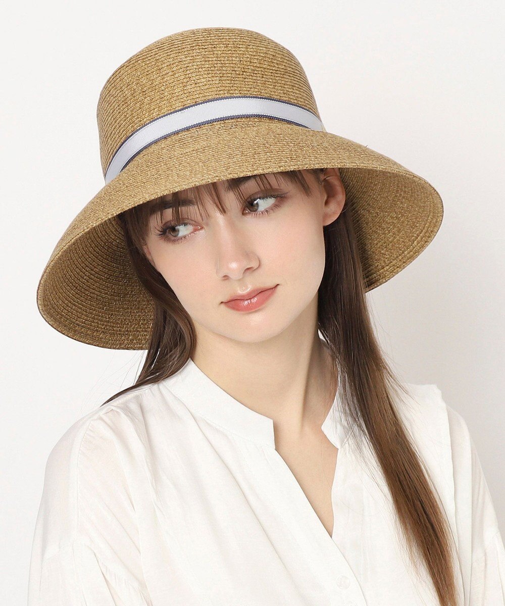 MOONBAT 【洗える】FURLA(フルラ)  ロゴ刺繍リボン 天然ハット 