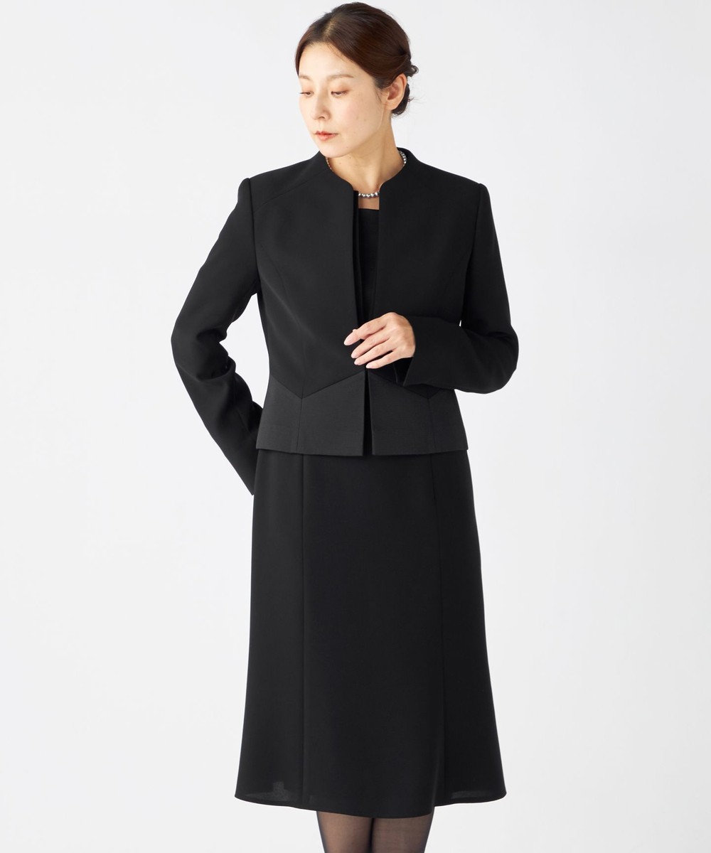 自由区 FORMAL 【ストレッチ/前開きワンピース】平二重 ジャケット+ワンピース 