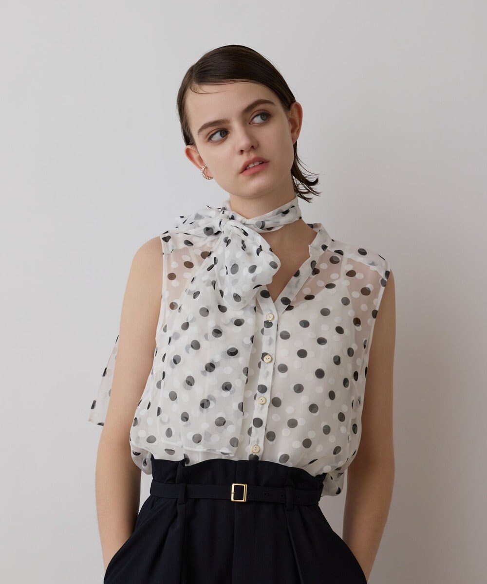 GRACE CONTINENTAL ドットオパールボウタイノースリーブ 