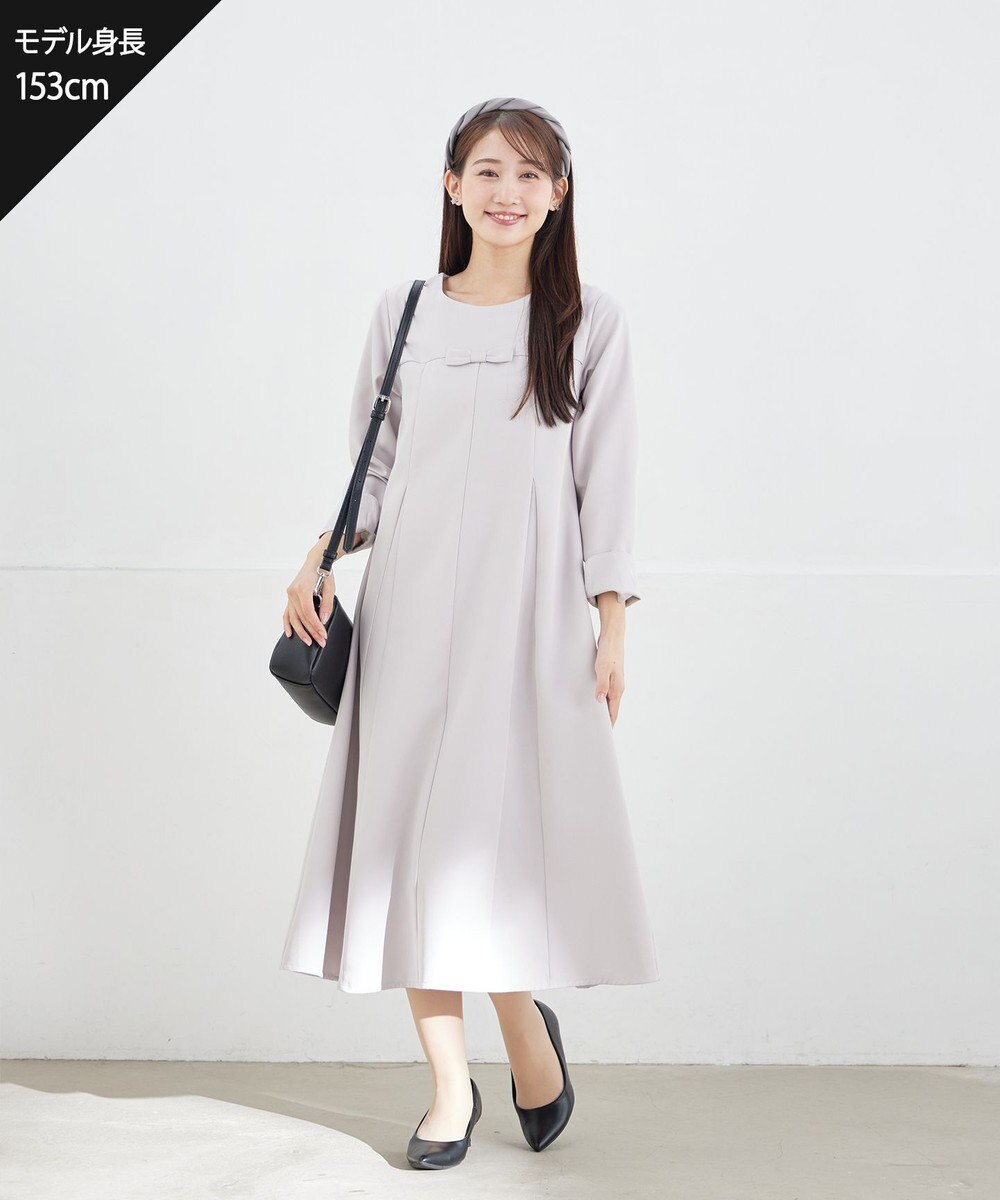 Tiaclasse L 【安田美沙子さん着用・洗える】フレアAラインリボンワンピース 