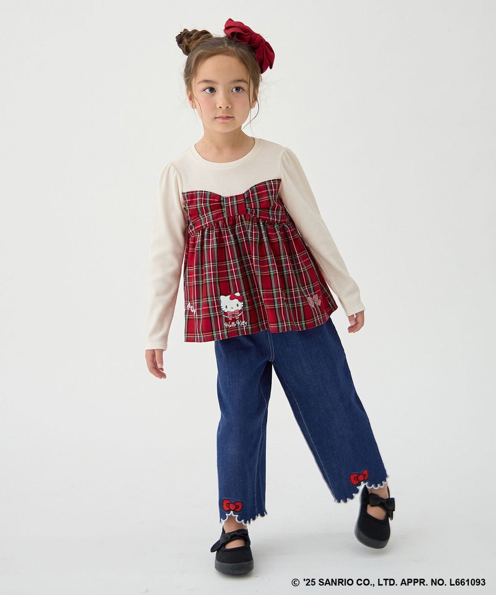 ANY KIDS 【ハローキティ×ANY KIDS】ドッキング刺繍 長袖Tシャツ 