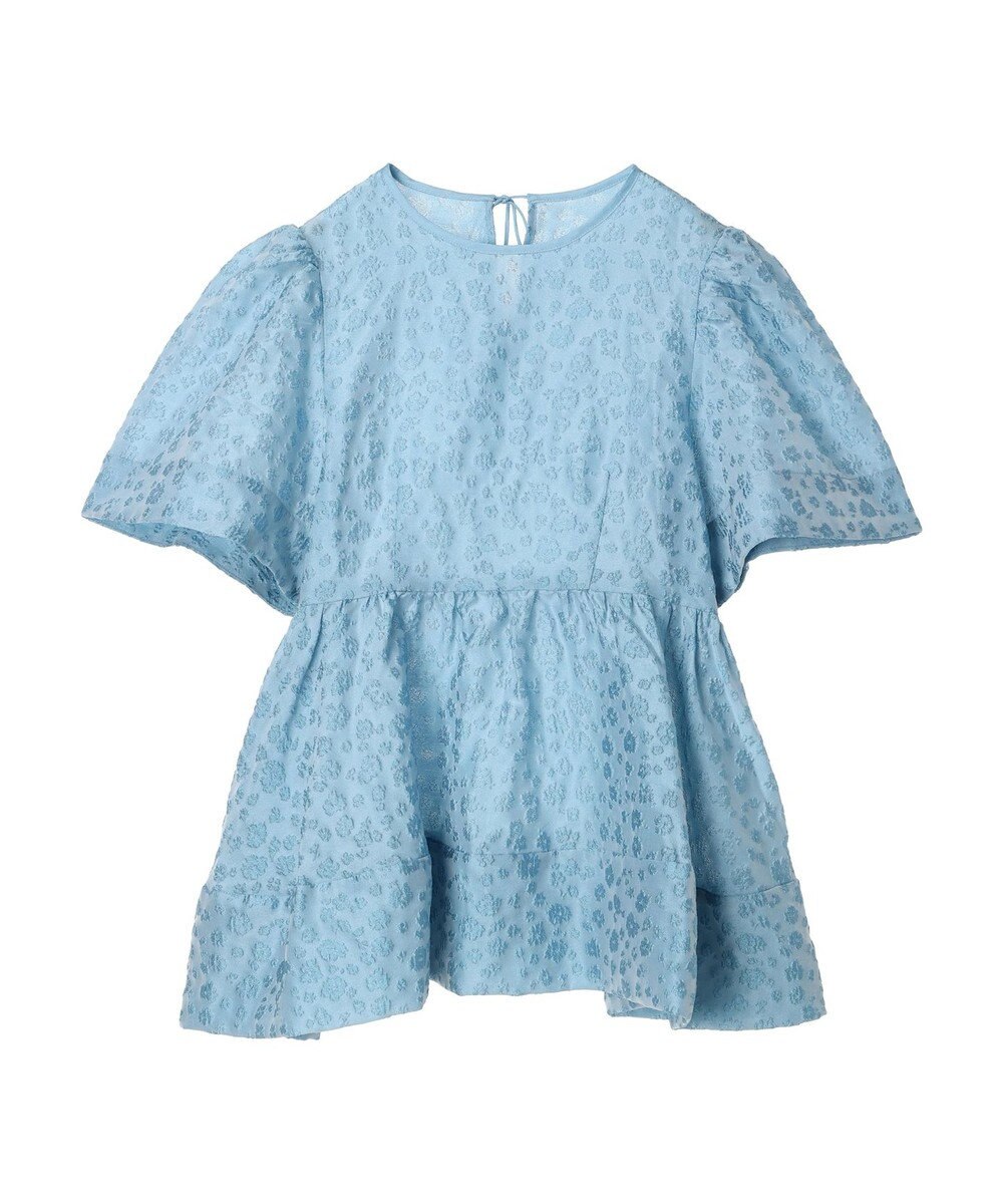 Green Parks パフスリーブジャガードペプラムブラウス 