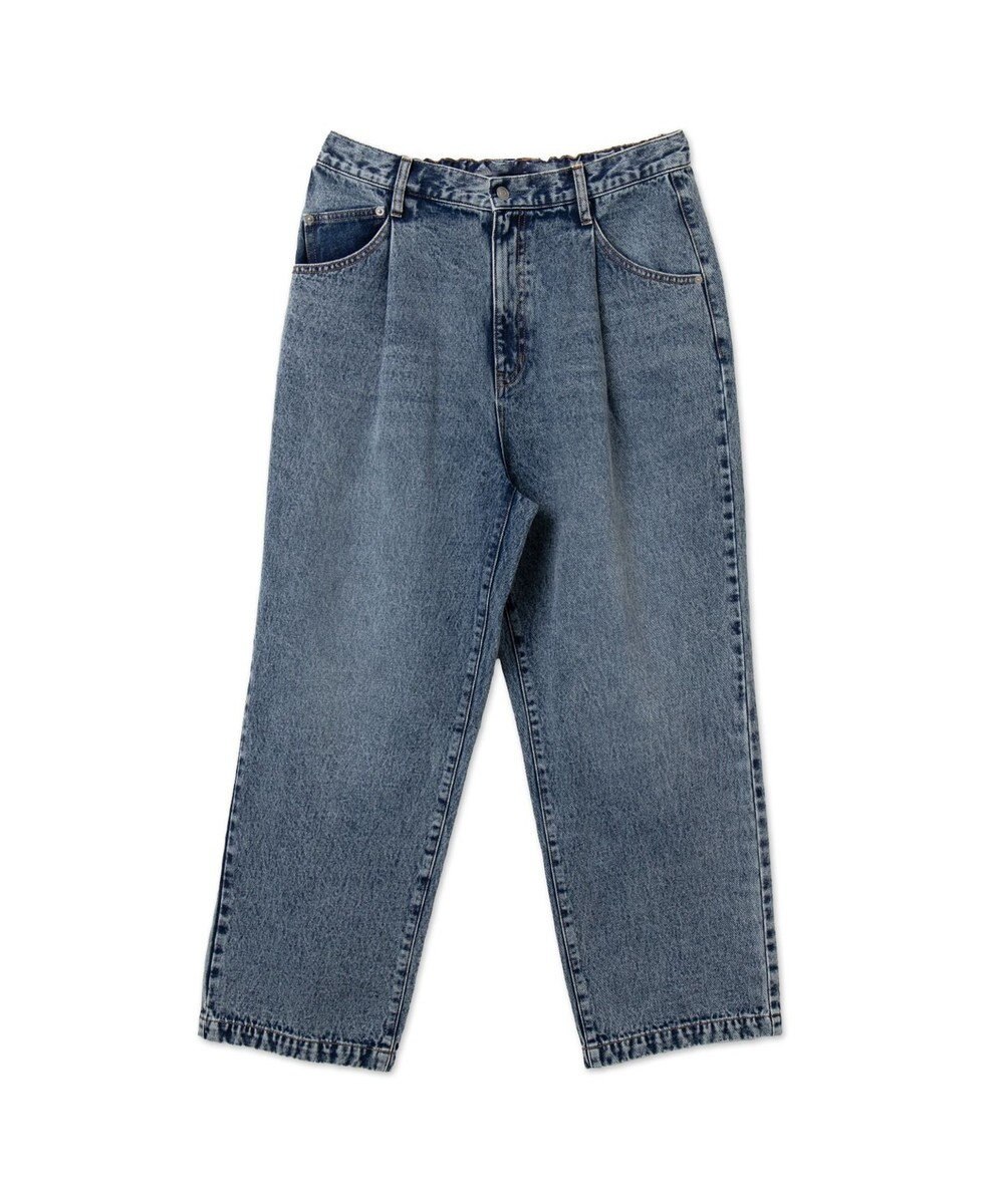 WEGO 【ユニセックス着用ITEM/ウエストゴム/SMLサイズ展開】デニムルーズテーパードパンツ 