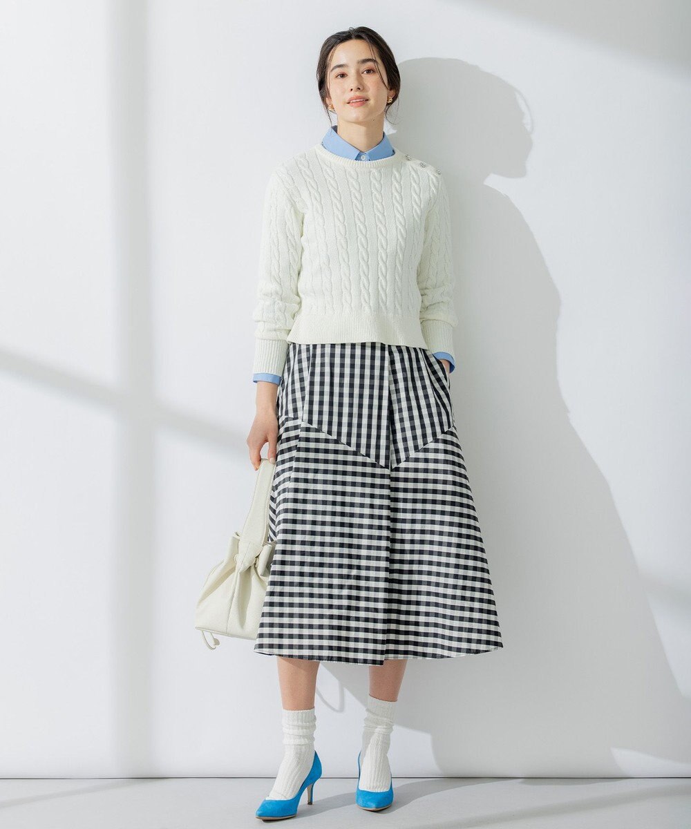 組曲 【ビジューボタン付き】SOBANE ケーブルプルオーバー ニット 