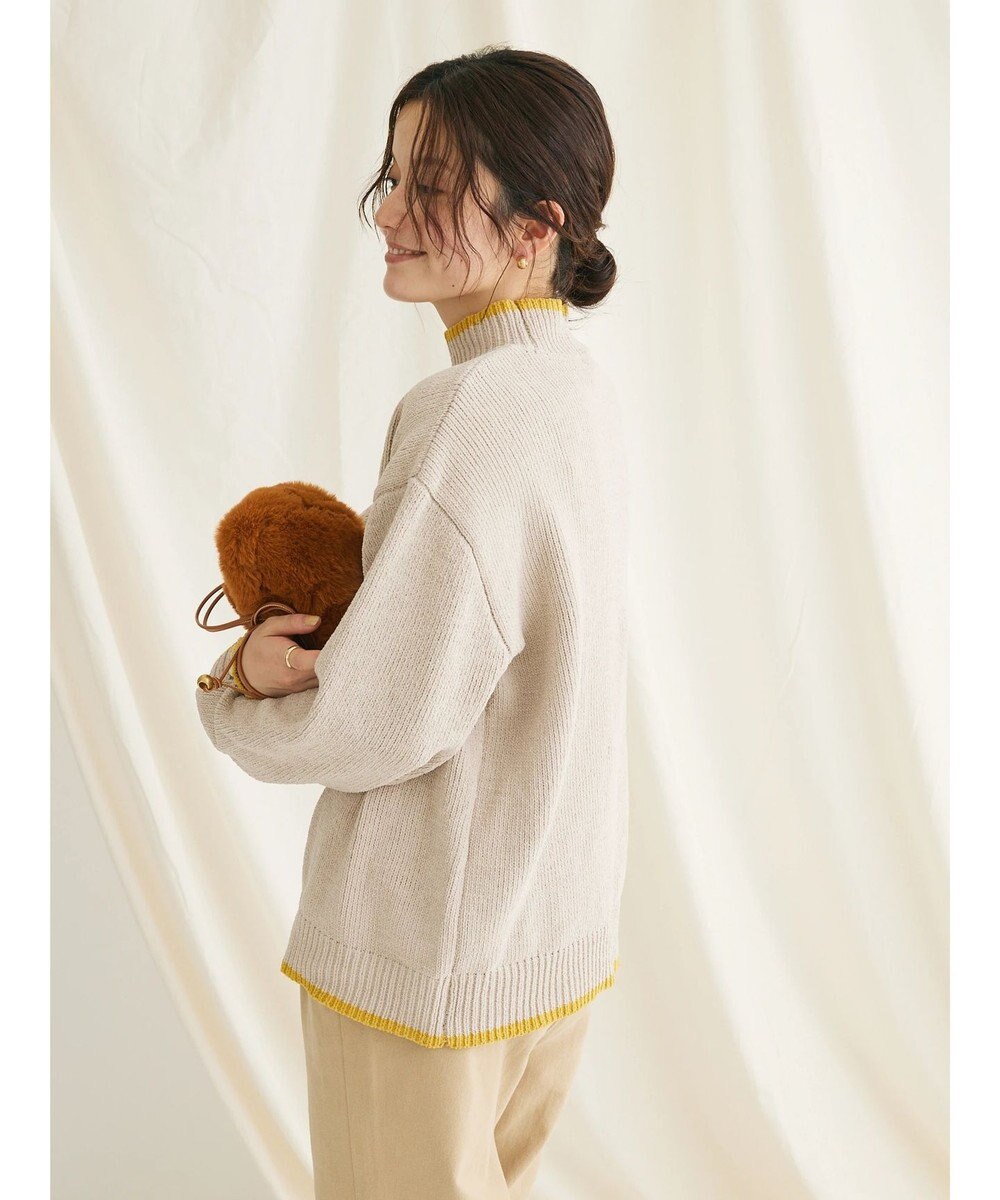 CRAFT STANDARD BOUTIQUE 洗えるモールニット配色プルオーバー 