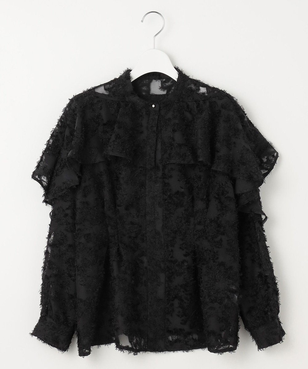 Feroux 【洗える】ジャカードフリルブラウス 