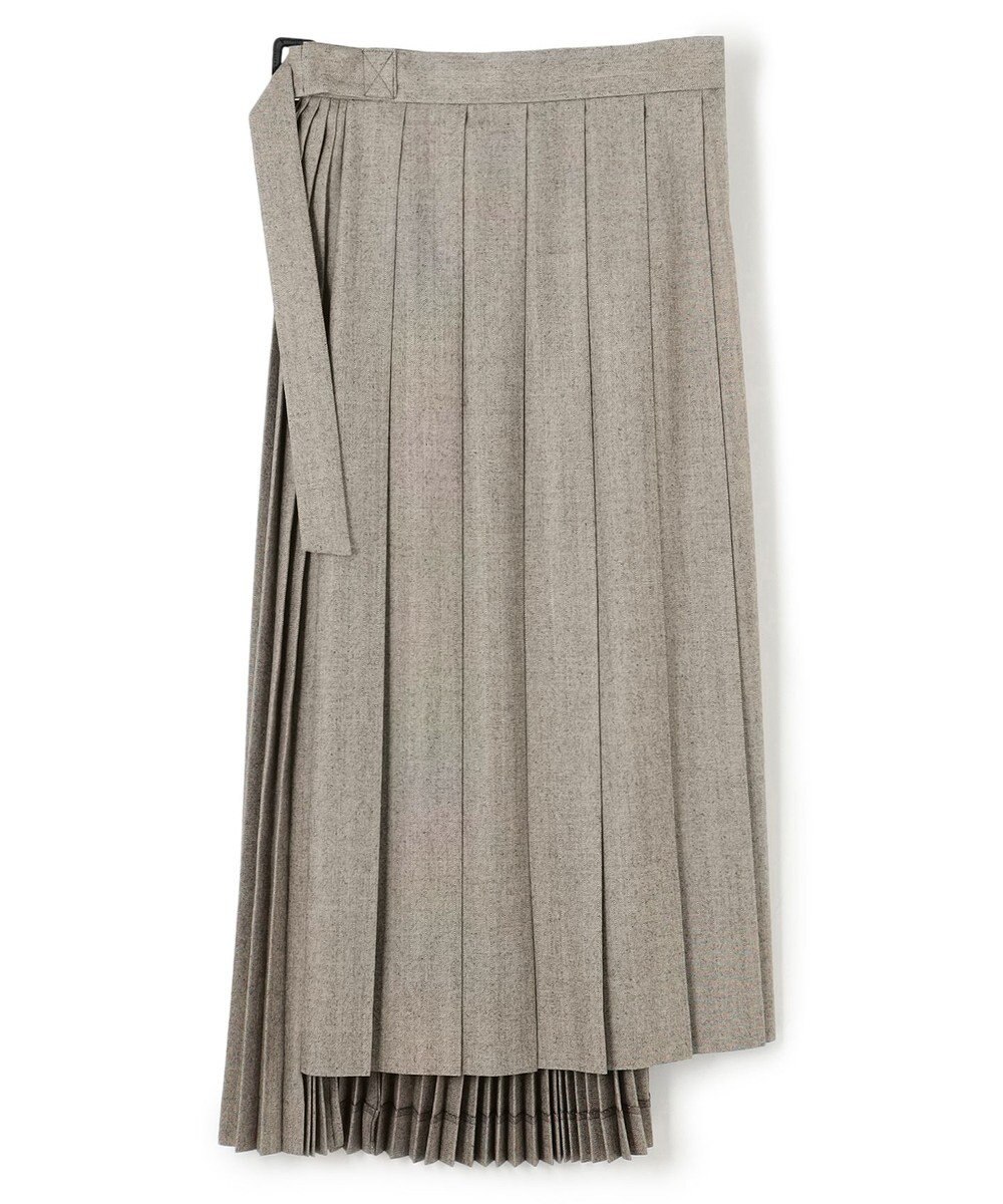 BEIGE， NATION / ウールヘリンボーンラッププリーツスカート 