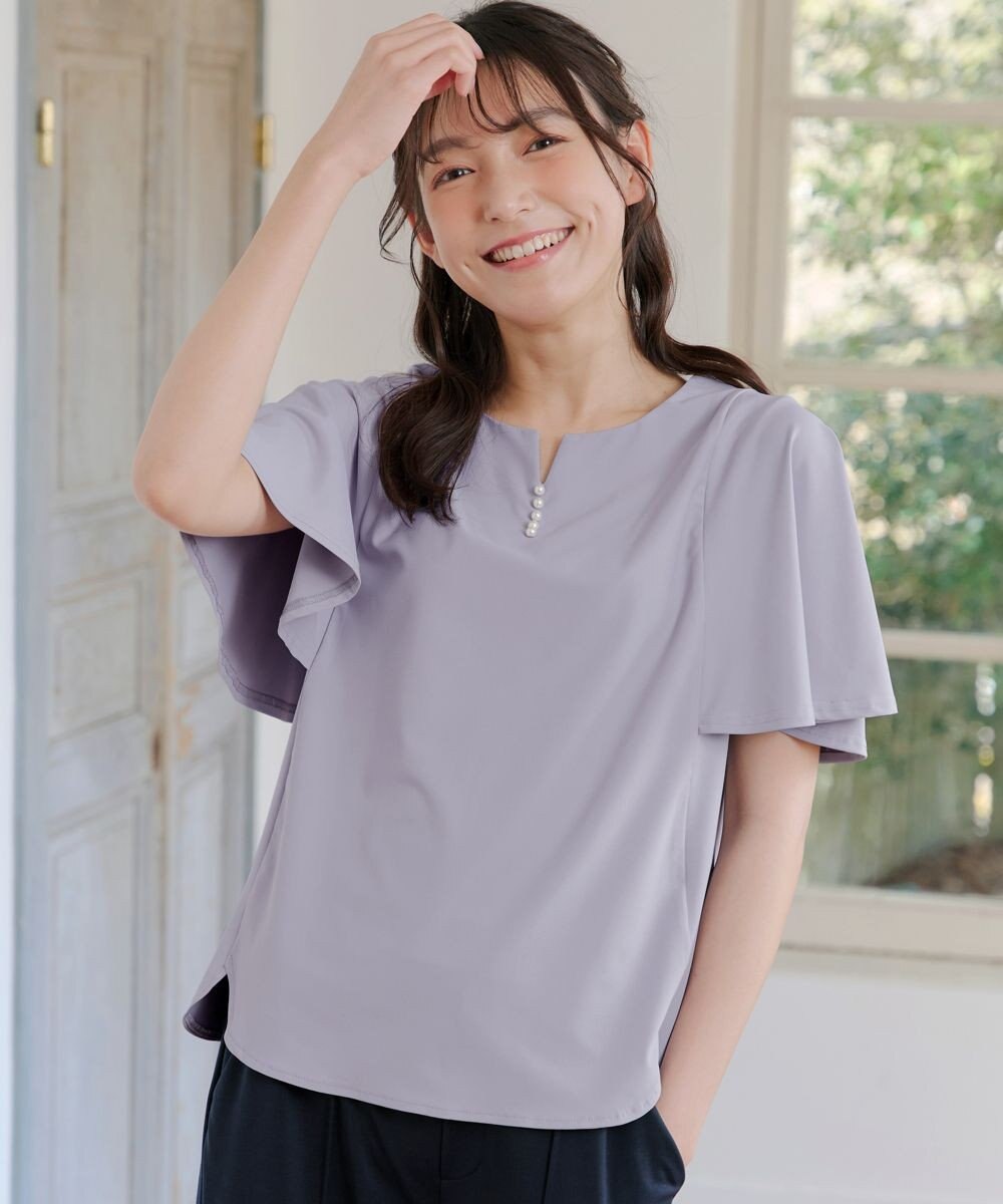 Tiaclasse 【洗える】ブラウス見えフレアスリーブカットソー 