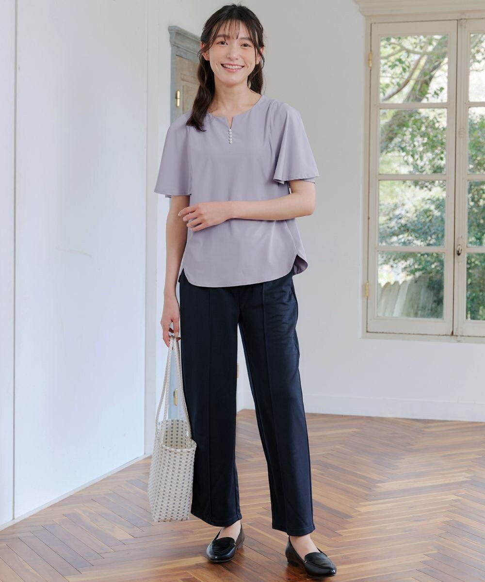 Tiaclasse 【洗える】ブラウス見えフレアスリーブカットソー 