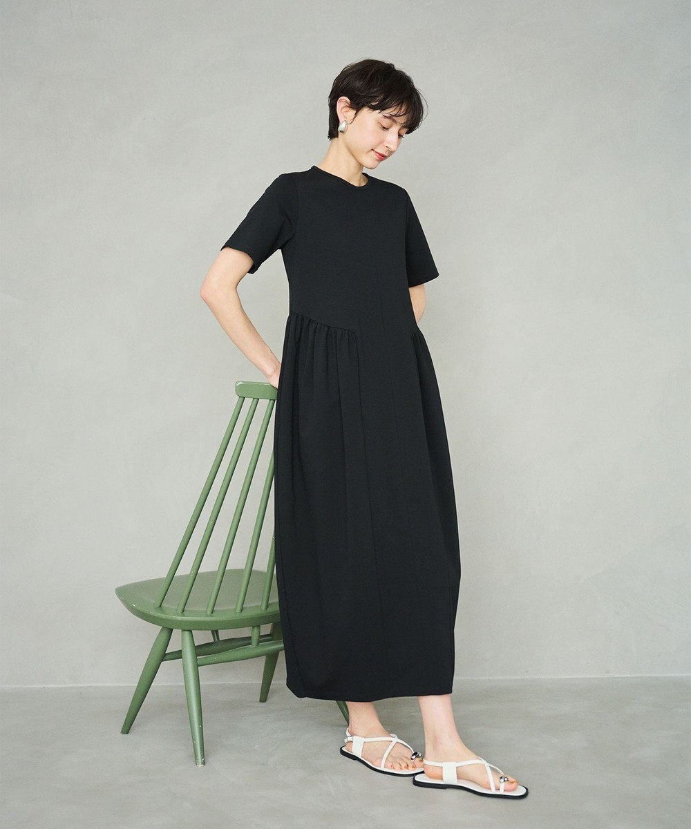 #Newans 【洗える】コクーンシルエットロングワンピース 