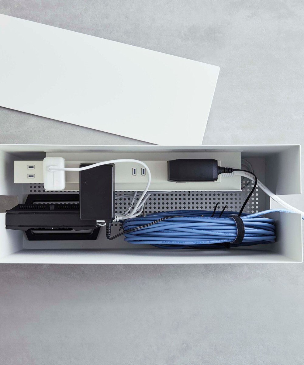 tower キャスター付きケーブル収納ラック タワー ホワイト 