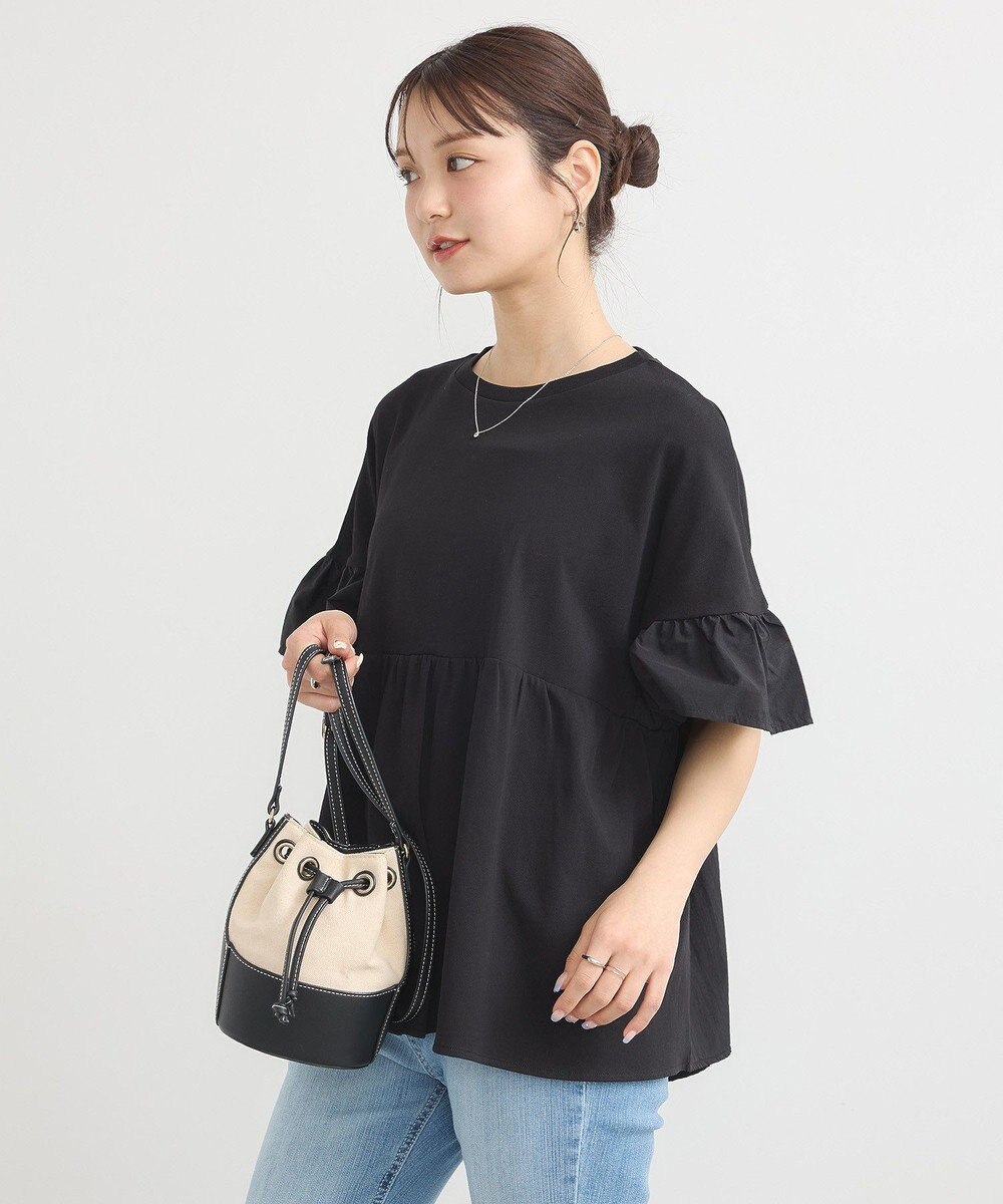 earth music&ecology 【接触冷感/洗濯機可】フリルドッキングポンチョＴ 