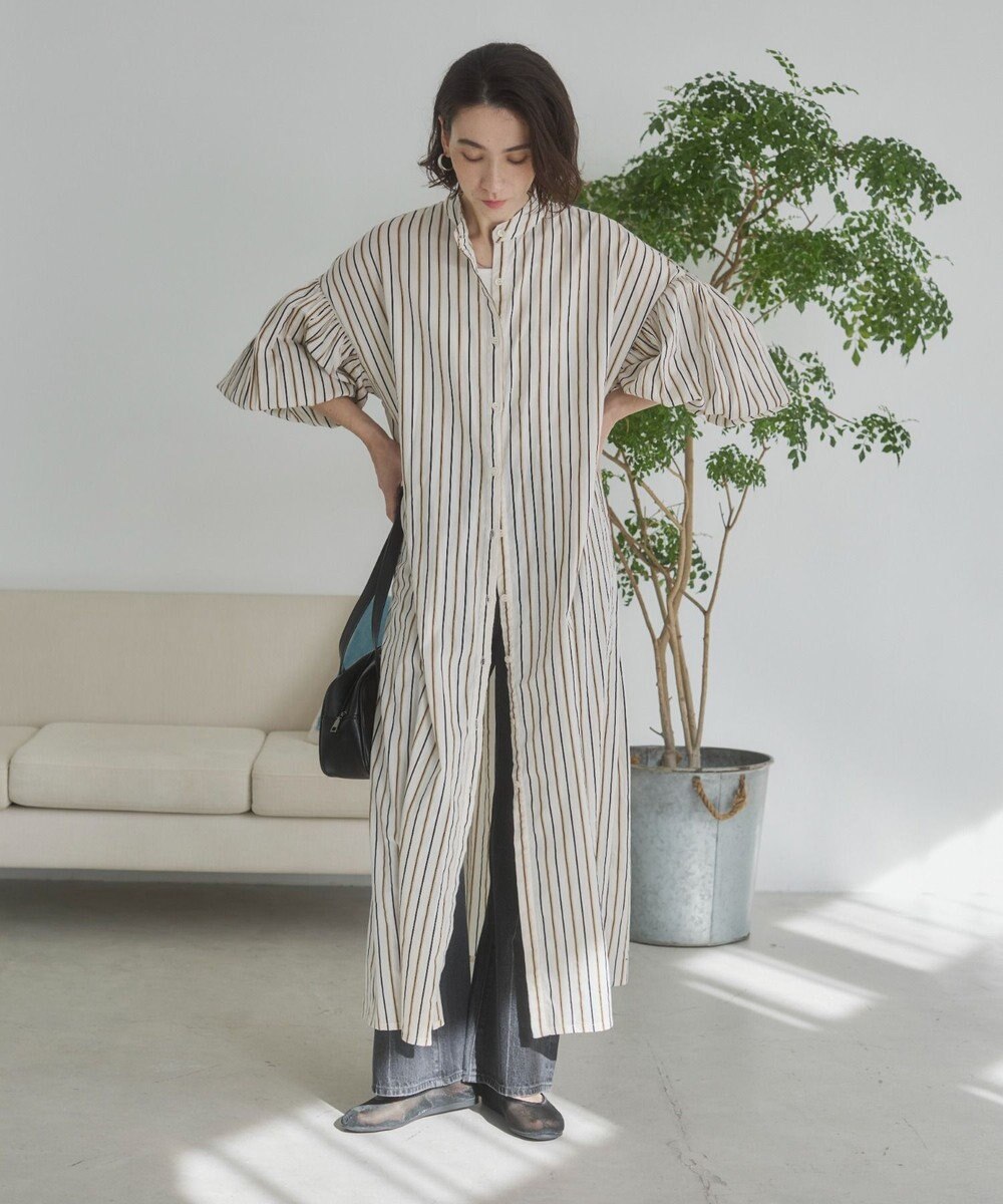 WEGO 【ANGIE VINTAGE】ボリュームスリーブ バンドカラー シャツワンピース 