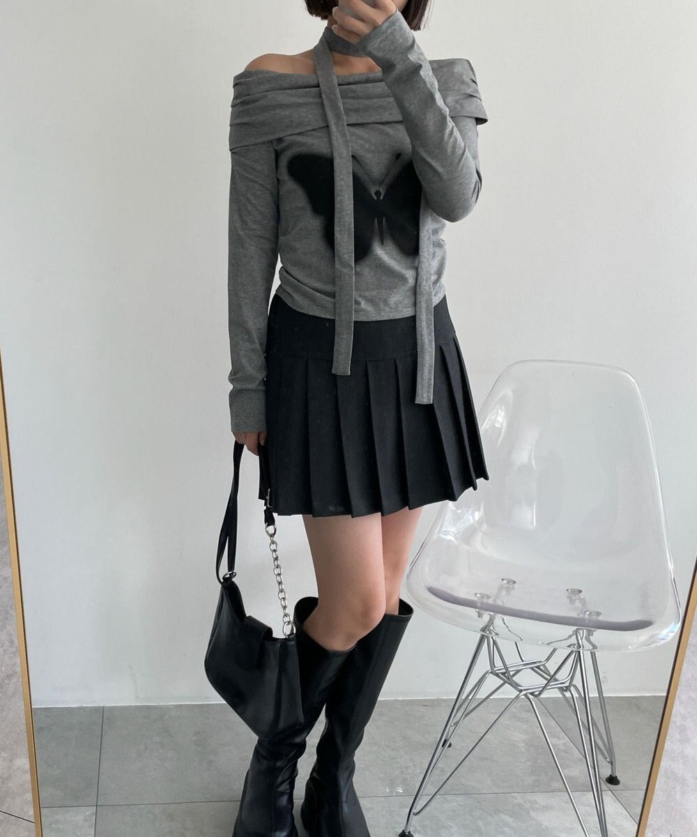 WEGO ストール付きバタフライオフショルトップス 