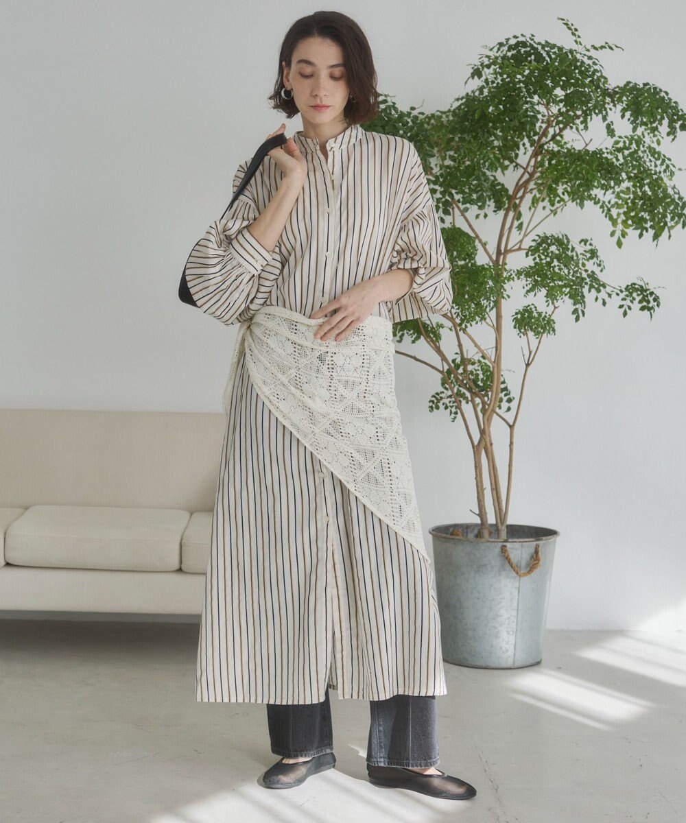 WEGO 【ANGIE VINTAGE】ボリュームスリーブ バンドカラー シャツワンピース 