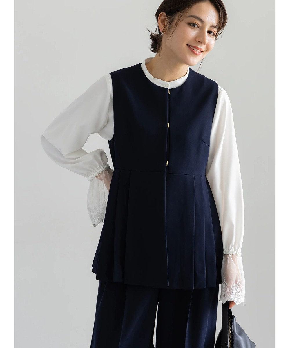 Te chichi 【セレモニーアイテム】サイドプリーツペプラムジレ（セットアップ可） 