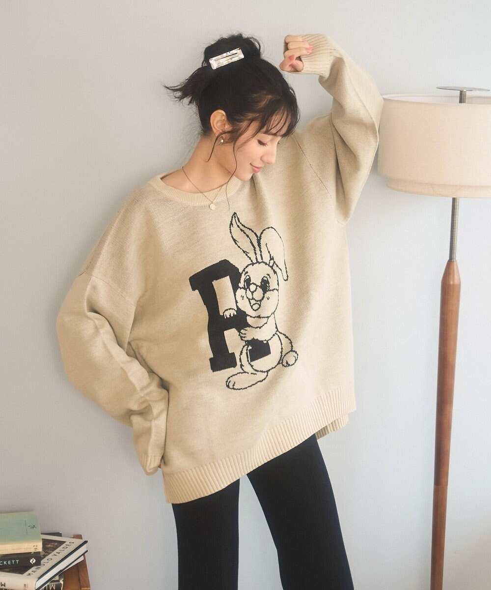 WEGO 【新色追加/ユニセックス着用ITEM/SMLサイズ展開】ジャガードグラフィックプルオーバー（LS） 