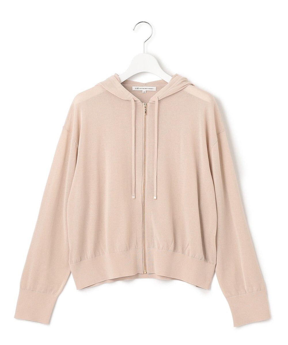 23区 【洗える】シアーコットンナイロン ニットパーカー 