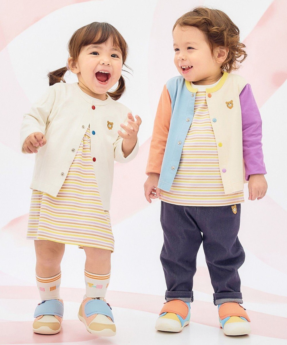 MIKI HOUSE HOT BISCUITS 【80-120cm】【Everyday Series】天竺素材 ワンポイントカーディガン 