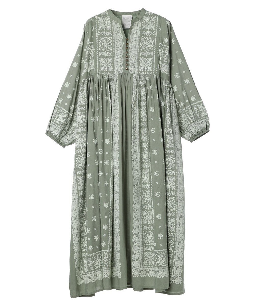 CRAFT STANDARD BOUTIQUE パネル柄ウエスト切り替えボリュームワンピース 