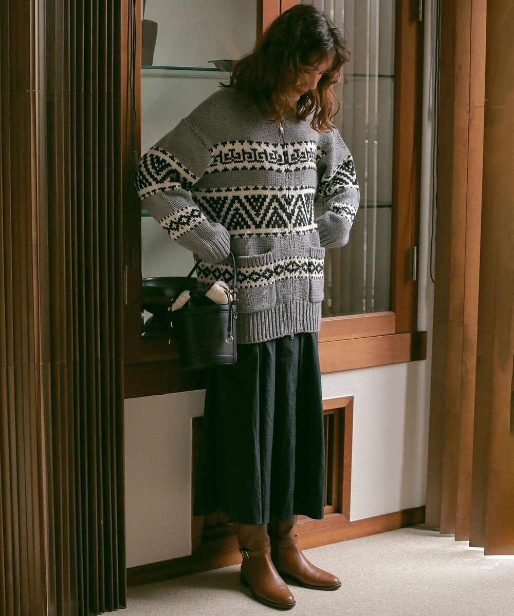 23区 【SLOW】カウチンジャガード ジップ カーディガン 