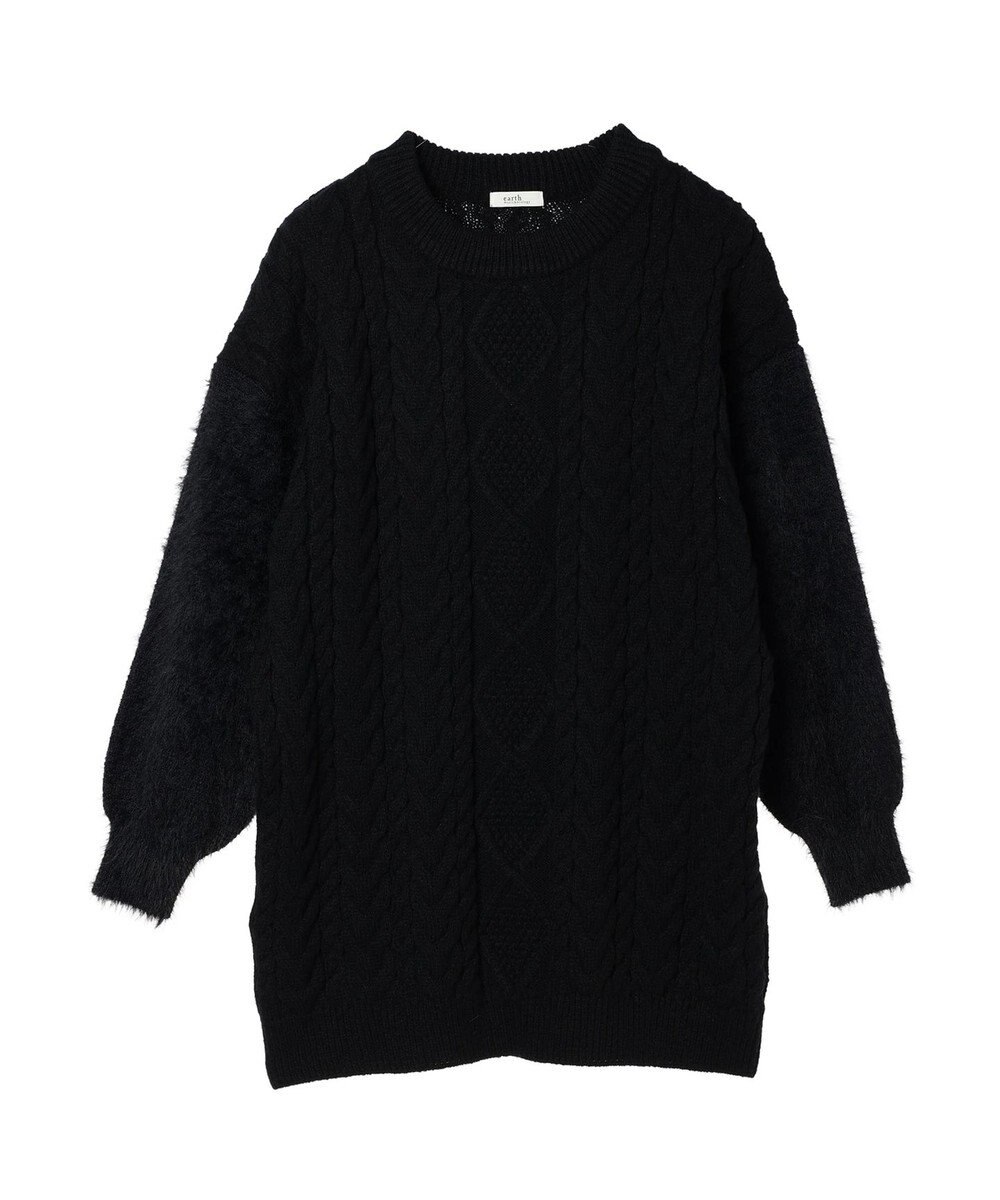 earth music&ecology 袖ファーケーブルミニワンピース 