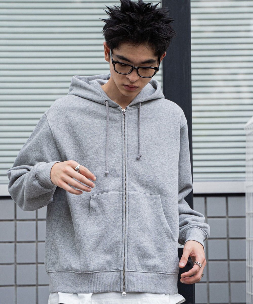 WEGO 【ユニセックス着用ITEM/裏起毛/SMLサイズ展開】リラックスフィットバックロゴジップパーカー 