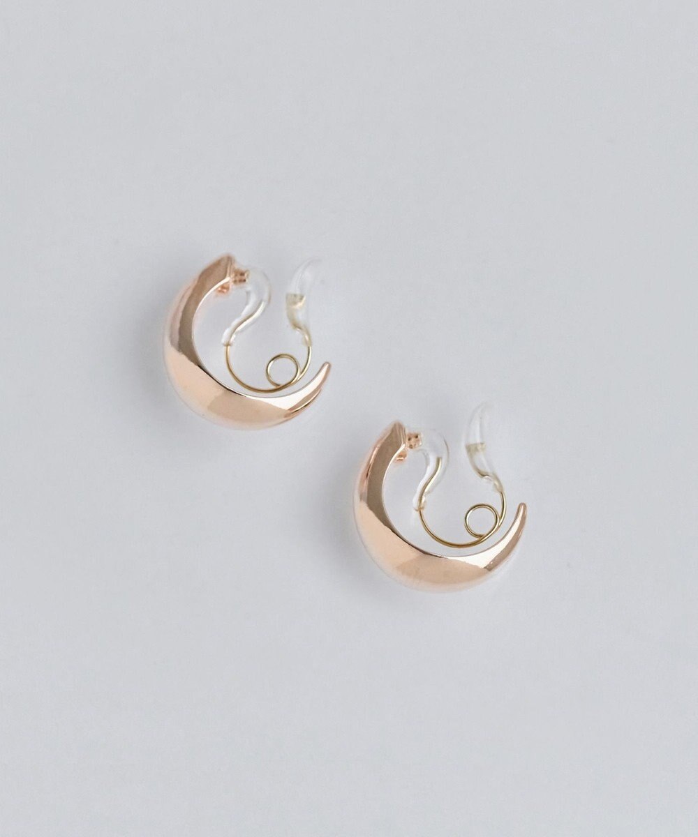 Phoebe 【金属アレルギー対応】【痛くないシリーズ】ぷっくりモードクリスタルループフィットイヤリング　シャンパンゴールド 