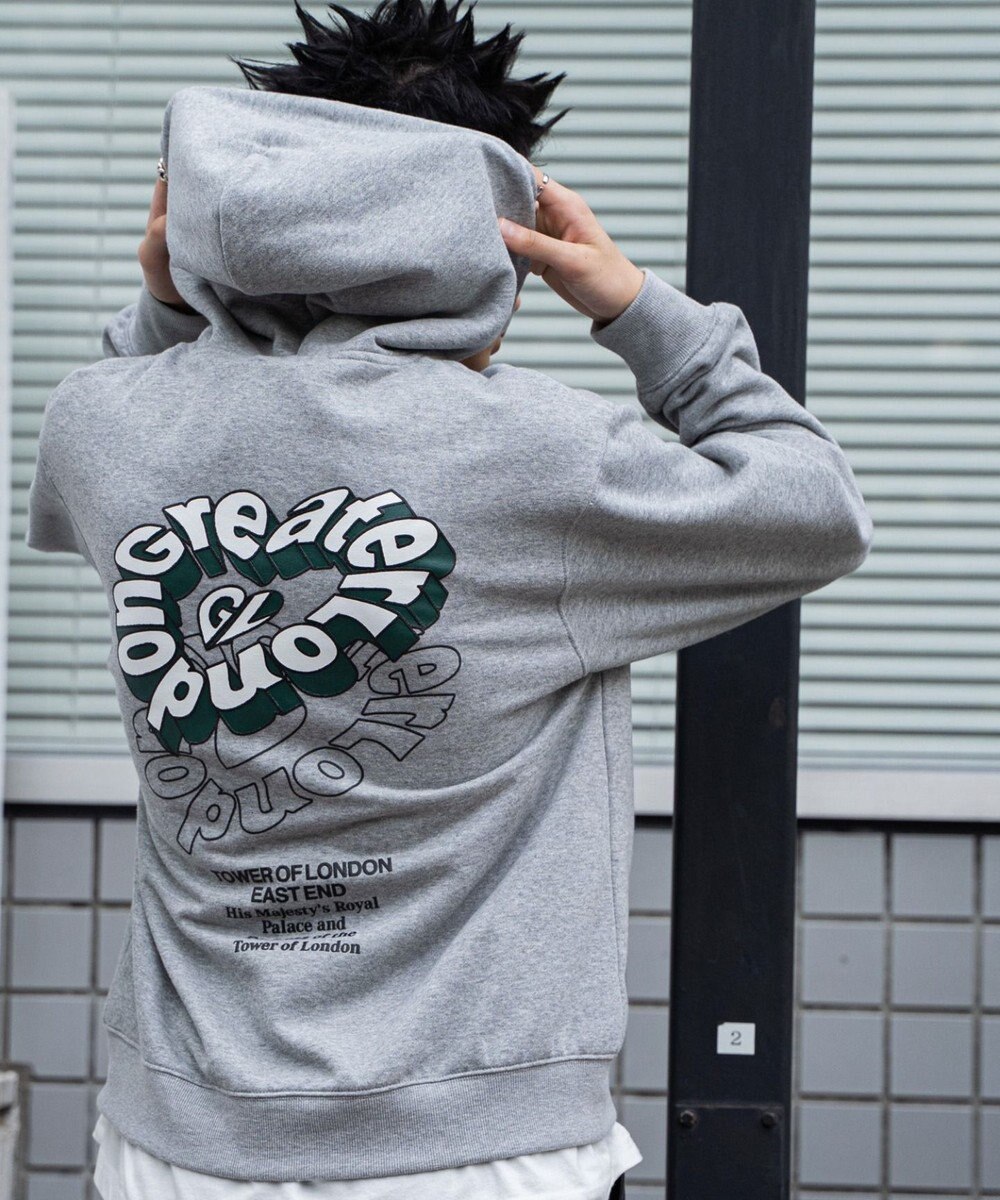 WEGO 【ユニセックス着用ITEM/裏起毛/SMLサイズ展開】リラックスフィットバックロゴジップパーカー 