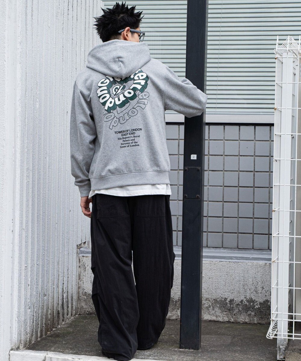 WEGO 【ユニセックス着用ITEM/裏起毛/SMLサイズ展開】リラックスフィットバックロゴジップパーカー 