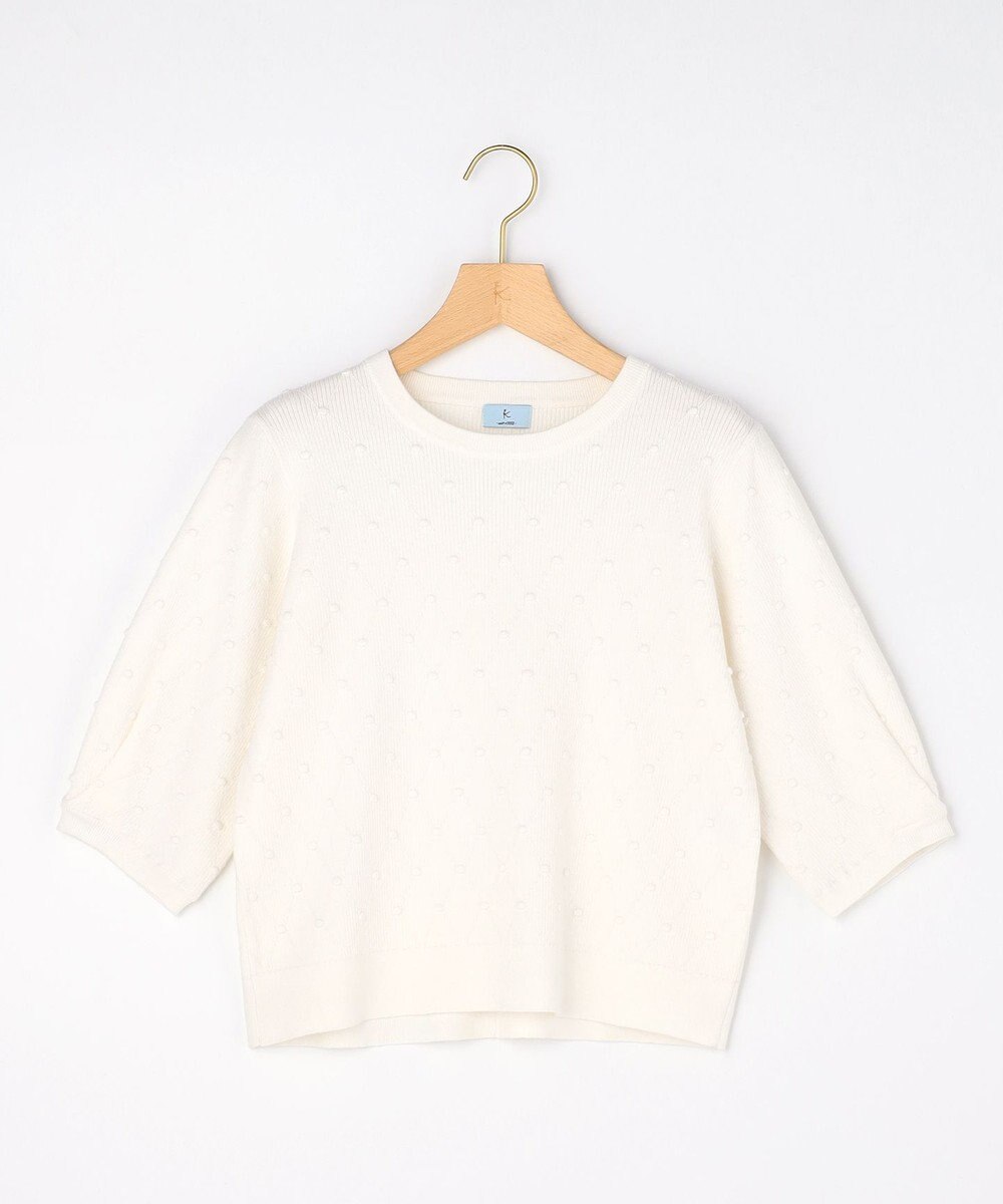 組曲 L 【先行予約・WEB限定】ポップコーンアーガイル5分袖 ニット 