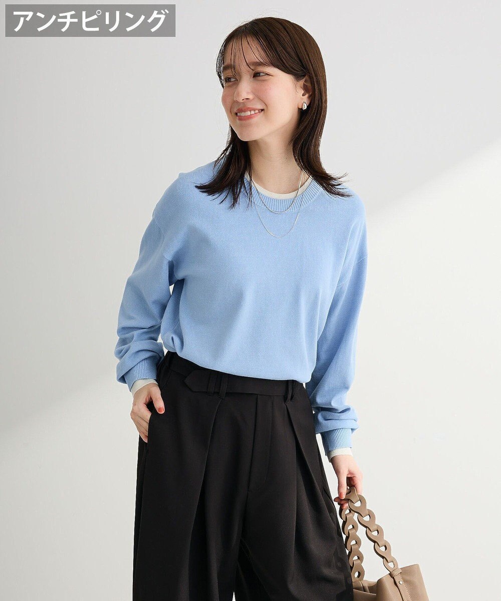 Green Parks アンチピリングレイヤード風ニットプルオーバー 